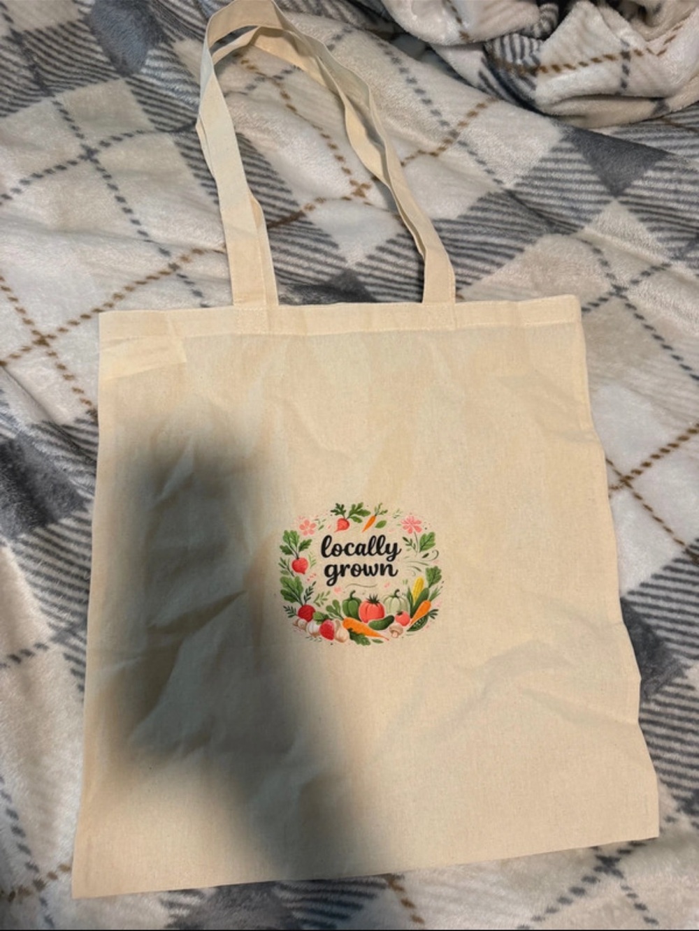 Locally Grown Cream Tote Bag – Eco-Friendly Market Bag